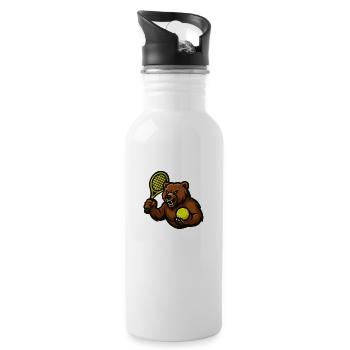 baer tennis comic - Trinkflasche mit integriertem Trinkhalm - Weiß - Rechts