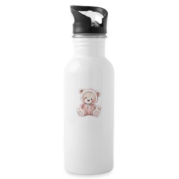 Cute Baby Teddy Bear - Water bottle with straw - white - Right