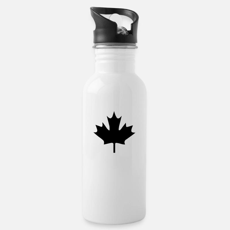 Kanada Canada Ahornblatt - Trinkflasche mit integriertem Trinkhalm - Weiß