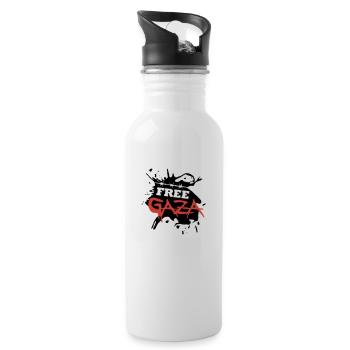 Free Gaza - Trinkflasche mit integriertem Trinkhalm - Weiß - Rechts