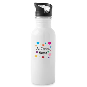 Je t'aime Maman - Trinkflasche mit integriertem Trinkhalm - Weiß - Rechts