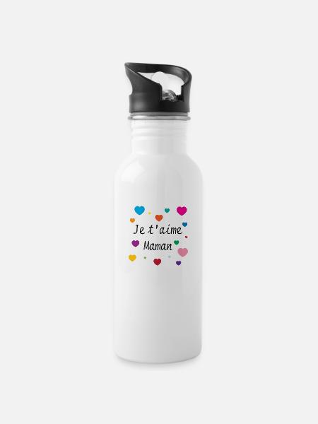 Je t'aime Maman - Water bottle with straw - white