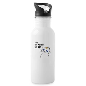 cute but psycho - Trinkflasche mit integriertem Trinkhalm - Weiß - Rechts