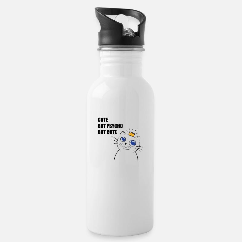 cute but psycho - Trinkflasche mit integriertem Trinkhalm - Weiß