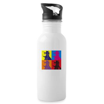 Affe Warhol von Custom - Trinkflasche mit integriertem Trinkhalm - Weiß - Rechts
