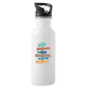 Urlaub - Trinkflasche mit integriertem Trinkhalm - Weiß - Rechts