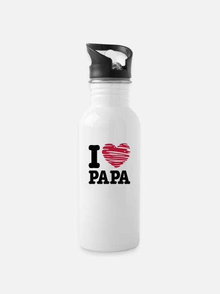 papa - Trinkflasche mit integriertem Trinkhalm - Weiß