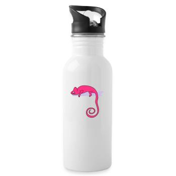 chameleon b - Water bottle with straw - white - Right