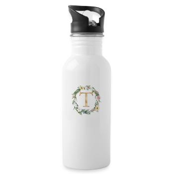 Personalisierbar Monogramm Watercolour Floral T - Trinkflasche mit integriertem Trinkhalm - Weiß - Rechts