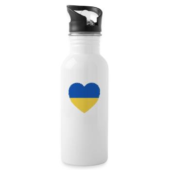 Ukraine Cœur Soutenir La guerre de paix Kiev Lviv Poutine - Gourde avec paille intégrée - blanc - Droite