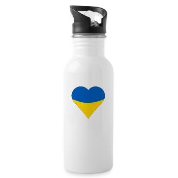 Drapeau de l’Ukraine, je suis avec l’Ukraine - Gourde avec paille intégrée - blanc - Droite