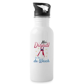 Dirndl Tracht | Mei Dirndl is in da - Trinkflasche mit integriertem Trinkhalm - Weiß - Rechts