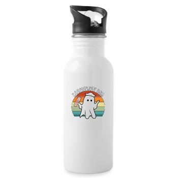 Vintage Halloween Ghost Cardiology Boo Nursing Fun - Water bottle with straw - white - Right