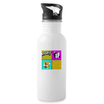 Pop art - Trinkflasche mit integriertem Trinkhalm - Weiß - Rechts