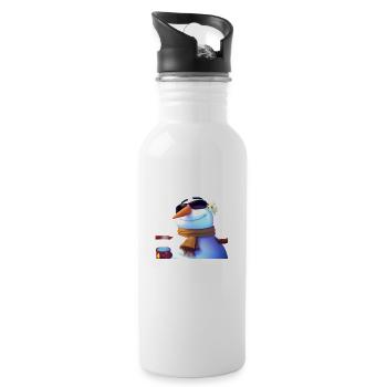 Bonhomme de neige avec lunettes de soleil - Gourde avec paille intégrée - blanc - Droite