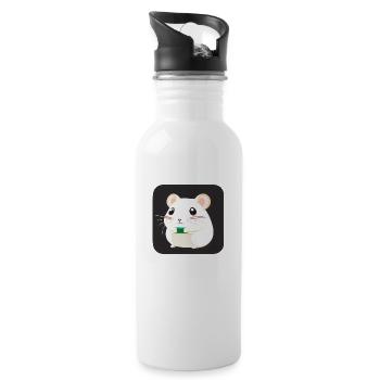 Cute Cartoon Hamster Love Pet 14 - Water bottle with straw - white - Right