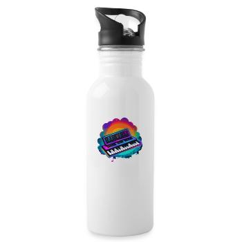 Keyboarder Synthwave 80s Gift - Water bottle with straw - white - Right