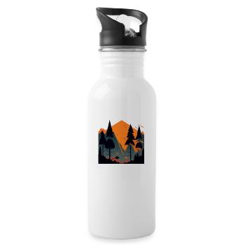 Simple landscape - Water bottle with straw - white - Right