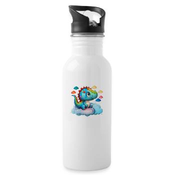 Dinosaure Bébé Enfant Arc-en-ciel Cadeau - Gourde avec paille intégrée - blanc - Droite