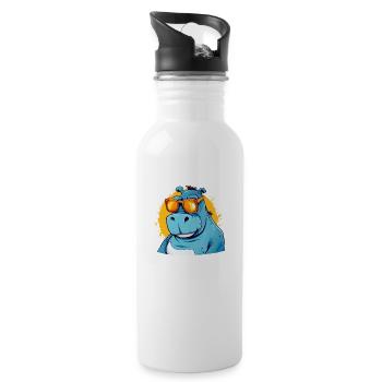 Bob the hippopotamus - Water bottle with straw - white - Right
