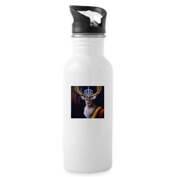 Hirsch - Trinkflasche mit integriertem Trinkhalm - Weiß - Rechts