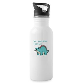hugadino You have been mlemed! , süßer DInosaurier - Trinkflasche mit integriertem Trinkhalm - Weiß - Rechts