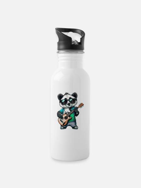 Panda Wippe - Trinkflasche mit integriertem Trinkhalm - Weiß