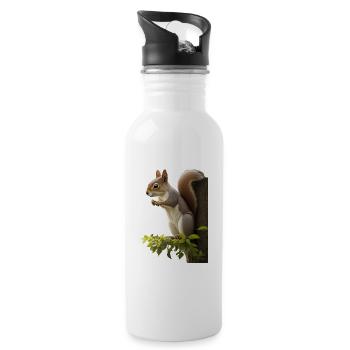 Eichhörnchen - Trinkflasche mit integriertem Trinkhalm - Weiß - Rechts