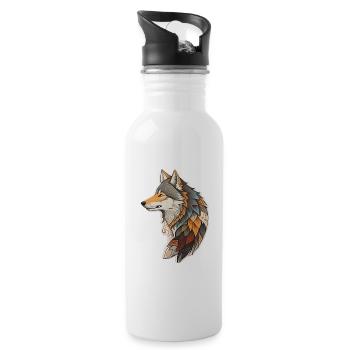 Wolf - Trinkflasche mit integriertem Trinkhalm - Weiß - Rechts