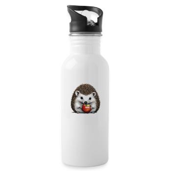 Igel mit Apfel 2 - Trinkflasche mit integriertem Trinkhalm - Weiß - Rechts