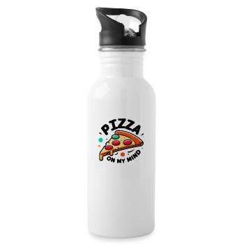 La pizza dans mon - Gourde avec paille intégrée - blanc - Droite