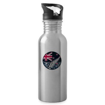 New Zealand Aotearoa Kiwi 20 - Water bottle with straw - silver - Right