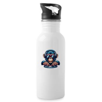 DJ Monkey - Water bottle with straw - white - Right
