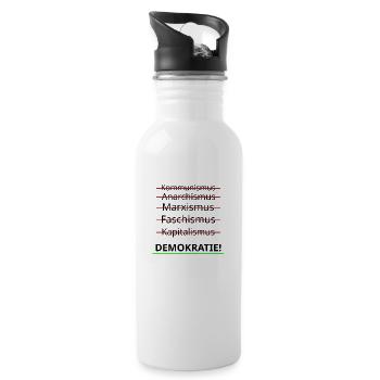 GEGEN ismus auch Anarchismus - Trinkflasche mit integriertem Trinkhalm - Weiß - Rechts