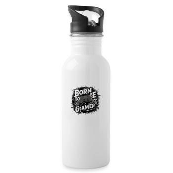 Born to be a gamer - Water bottle with straw - white - Right