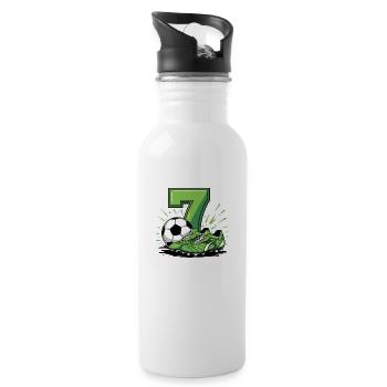 Fussball 7 Jahre - Trinkflasche mit integriertem Trinkhalm - Weiß - Rechts
