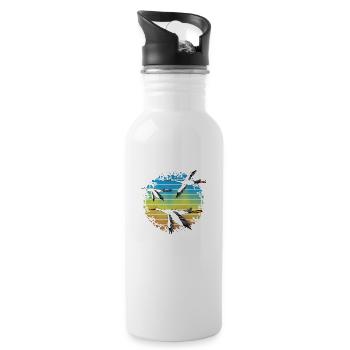 Störche - Trinkflasche mit integriertem Trinkhalm - Weiß - Rechts