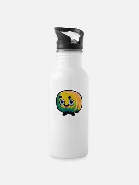 Casper - Water bottle with straw - white