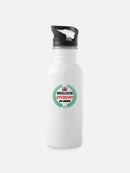 BEST STUDENT IN THE WORLD - Water bottle with straw - white