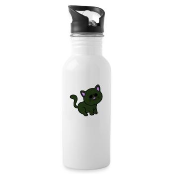 cool cat - Water bottle with straw - white - Right