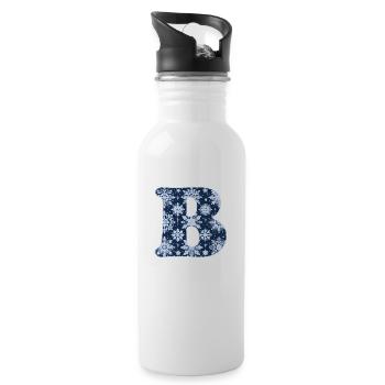 Letter B Snowflakes - Water bottle with straw - white - Right