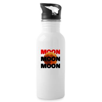 Moon logo: Bold design with a glowing moon - Water bottle with straw - white - Right