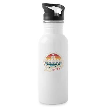Birthday Gift 2008 Vintage 2008 Retro 2008 - Water bottle with straw - white - Right