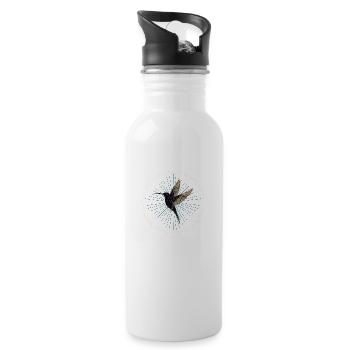 Kolibri mit Sternen - Trinkflasche mit integriertem Trinkhalm - Weiß - Rechts