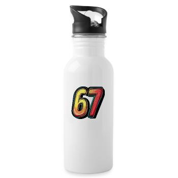 67 Zahl Bunt - Trinkflasche mit integriertem Trinkhalm - Weiß - Rechts