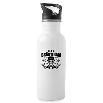 Team Bräutigam Hochzeit Skull - Trinkflasche mit integriertem Trinkhalm - Weiß - Rechts