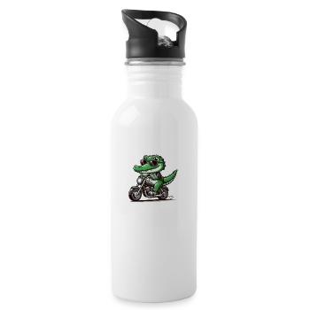 krokodil motorrad - Trinkflasche mit integriertem Trinkhalm - Weiß - Rechts