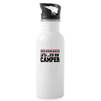 Scheiss muss ich Camping Camper - Trinkflasche mit integriertem Trinkhalm - Weiß - Rechts