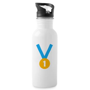 No.1 - Trinkflasche mit integriertem Trinkhalm - Weiß - Rechts