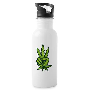 Hanf Legal Friedenszeichen Design - Trinkflasche mit integriertem Trinkhalm - Weiß - Rechts